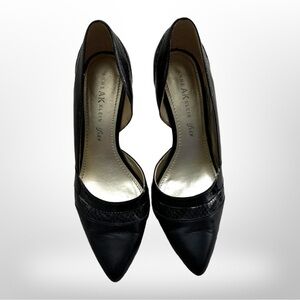 Anne Klein black heels with black snakeskin highlight